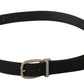 Elegant Black Canvas & Leather Belt