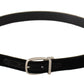 Elegant Velvet Black Belt with Logo Buckle