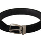 Elegant Black Velvet Engraved Buckle Belt