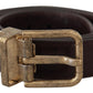 Elegant Leather Belt with Engraved Buckle