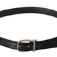 Elegant Silk Leather Belt with Logo Buckle