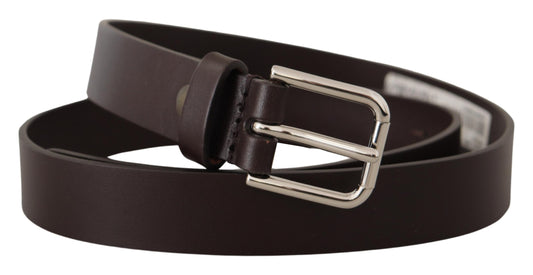 Elegant Leather Belt With Logo Buckle