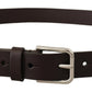 Elegant Leather Belt With Logo Buckle