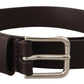 Elegant Leather Belt With Logo Buckle