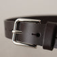 Elegant Leather Belt With Logo Buckle