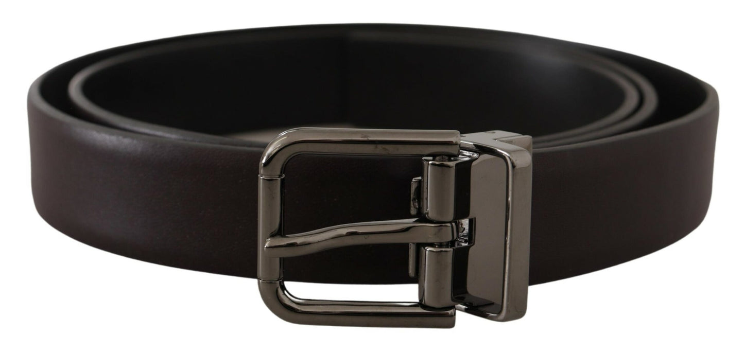 Elegant Dark Brown Leather Belt