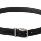 Elegant Black Leather Designer Belt