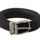 Elegant Black Leather Designer Belt