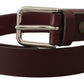 Maroon Luxe Leather Belt with Metal Buckle