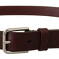 Maroon Luxe Leather Belt with Metal Buckle