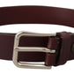 Maroon Luxe Leather Belt with Metal Buckle