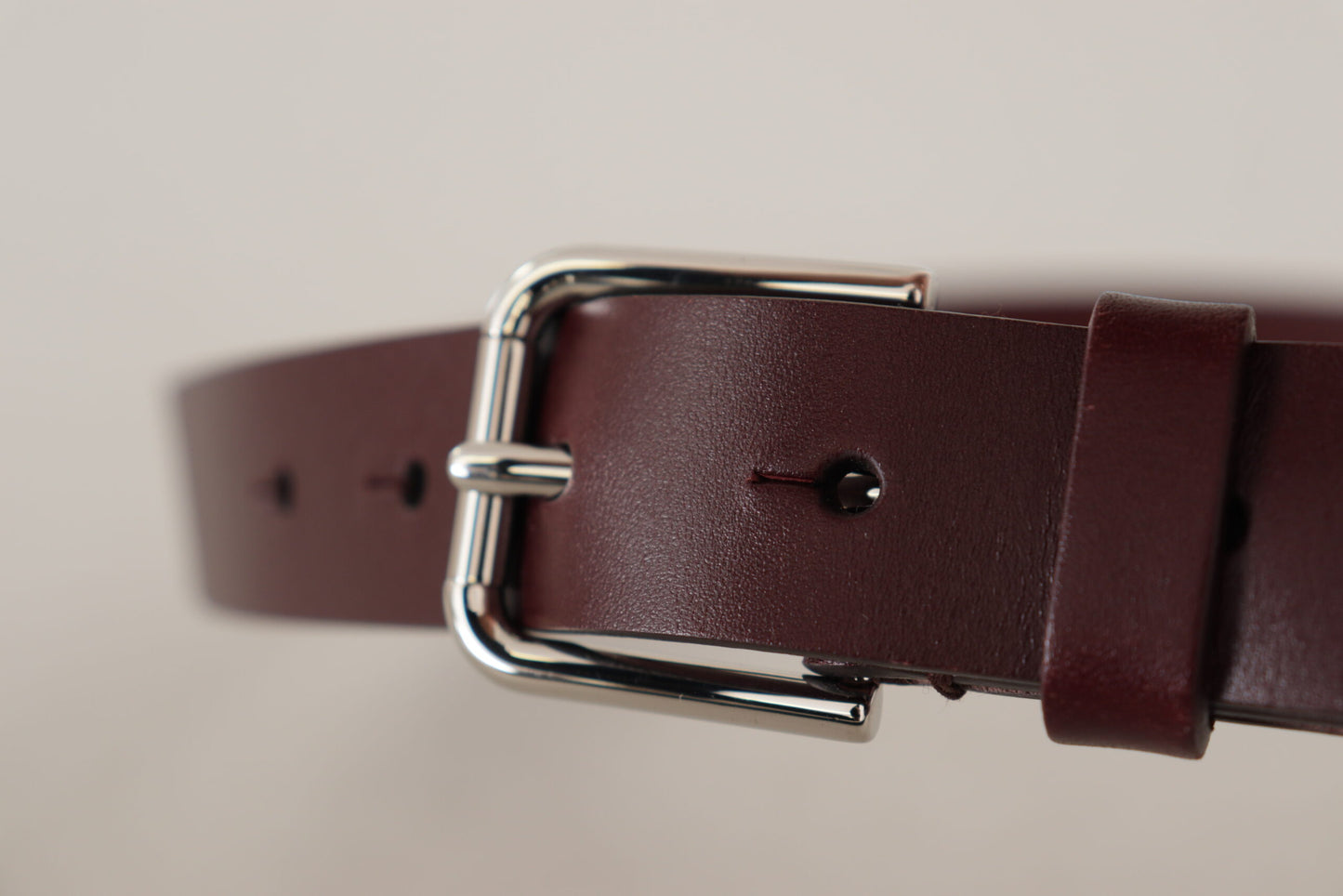 Maroon Luxe Leather Belt with Metal Buckle