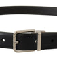 Elegant Black Leather Belt with Metal Buckle