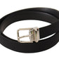 Elegant Black Canvas and Leather Belt