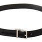 Elegant Black Canvas and Leather Belt