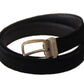 Elegant Black Leather Designer Belt