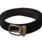 Elegant Black Leather Designer Belt