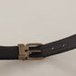 Elegant Black Leather Designer Belt