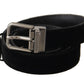 Elegant Black Cotton-Leather D&G Belt