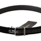 Elegant Black Cotton-Leather D&G Belt