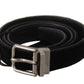 Elegant Black Cotton-Leather D&G Belt