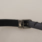 Elegant Black Cotton-Leather D&G Belt