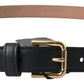 Elegant Italian Leather Belt with Metal Buckle