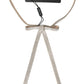 Beige Silk Clear Crystal Bow Waist Belt