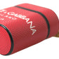 Red Leather Gold Tone Metal Logo Print Airpods Case