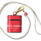 Red Leather Gold Tone Metal Logo Print Strap Airpods Case