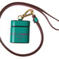 Green Maroon Calf Leather Logo Print Strap Airpods Case
