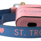 Pink Blue Calf Leather Logo Print Strap Airpods Case