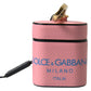 Pink Blue Calf Leather Logo Print Strap Airpods Case
