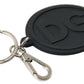 Elegant Black Rubber and Brass Keychain