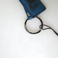 Elegant Blue Leather Keychain with Silver Accents