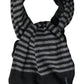 Black Gray Stripe Wool Neck Wrap Shawl Scarf