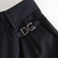 Black Wool High Waist Tapered Pants