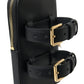 Black Leather Men Purse Double Belt Strap Bracelet Bag