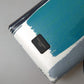 Elegant Leather Crossbody Phone Bag in Blue & White