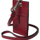 Elegant Red Leather Cardholder with Lanyard