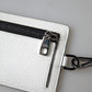 White Leather Lanyard Logo Card Holder Men Wallet