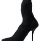 Elegant Black Viscose Mid-Calf Boots