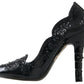 Elegant Black Crystal Cinderella Pumps