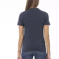 Blue Cotton Women T-Shirt