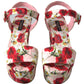 Floral Ankle Strap Wedge Sandals