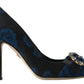 Elegant Blue Crystal Embellished Pumps