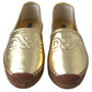 Golden Elegance Leather Espadrilles