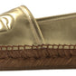 Golden Elegance Leather Espadrilles