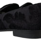 Black Brocade Loafers Formal Shoes