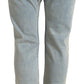 Blue Washed Cotton Mid Waist Skinny Jeans